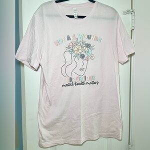 Bella + Canvas Women’s Pink Graphic Short Sleeve T-Shirt with Floral Design